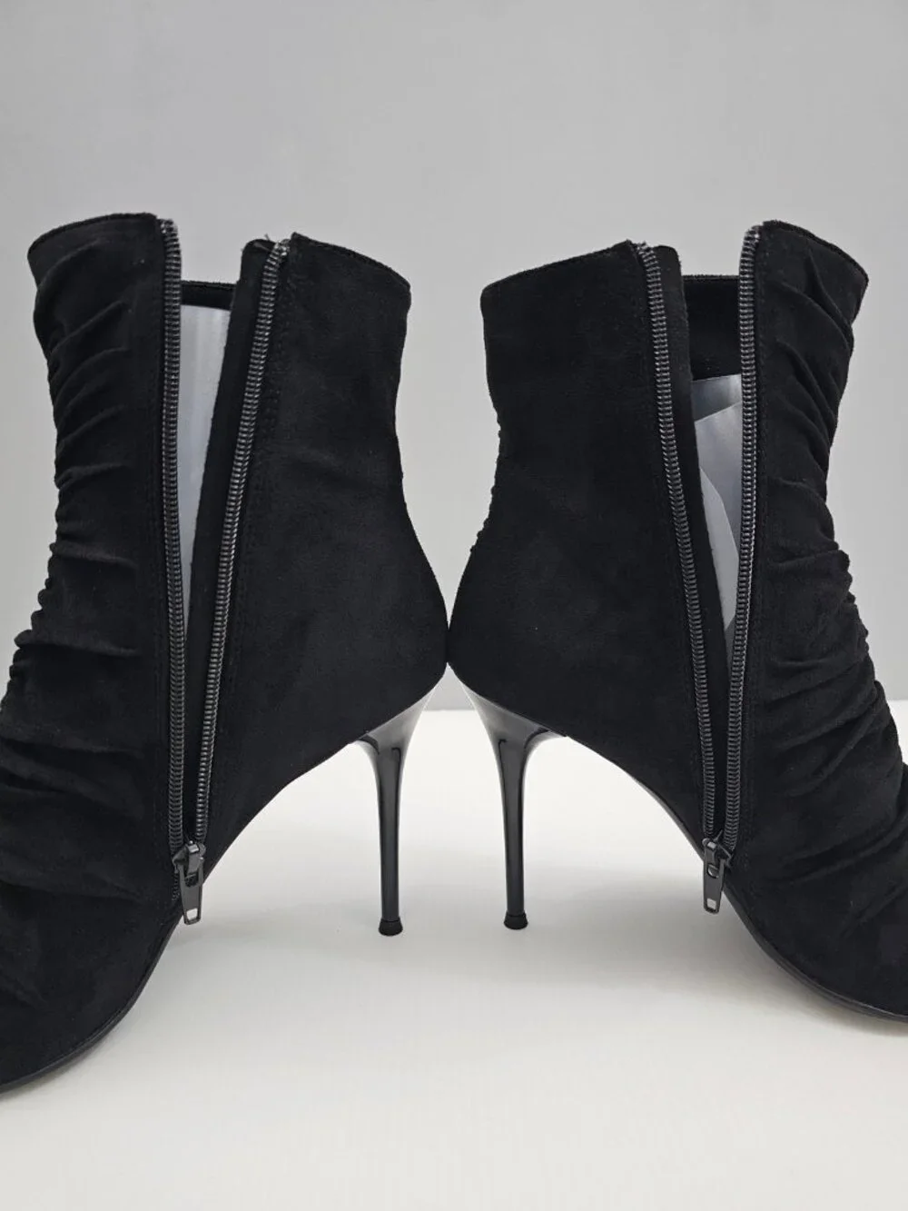 Jeffrey Campbell Lets Go Ankle Boot 9 Black Ruched Pointed Toe Stiletto Heel NEW